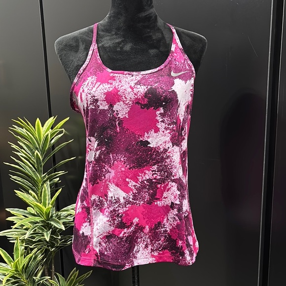 Nike Dri-Fit Thin Strap Y-back athletic tank, Swoosh reflective logo,pattern - Picture 2 of 8